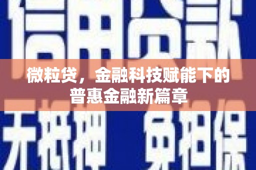 东乡族微粒贷，金融科技赋能下的普惠金融新篇章