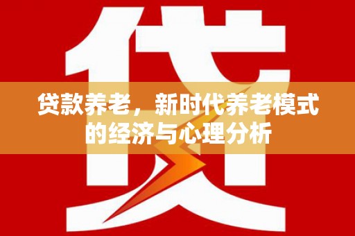 东乡族贷款养老，新时代养老模式的经济与心理分析