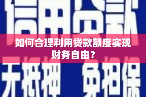 东乡族如何合理利用贷款额度实现财务自由？