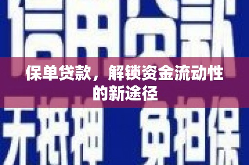 东乡族保单贷款，解锁资金流动性的新途径