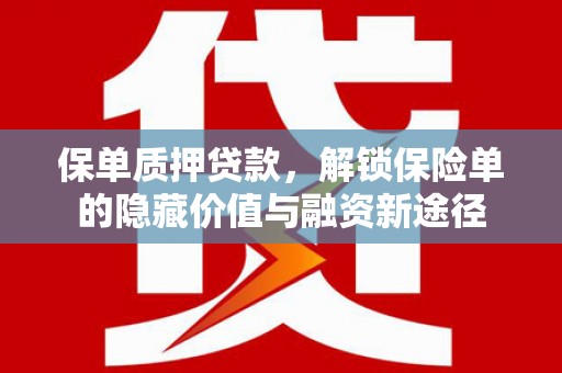 东乡族保单质押贷款，解锁保险单的隐藏价值与融资新途径