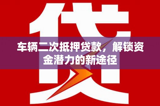 东乡族车辆二次抵押贷款，解锁资金潜力的新途径