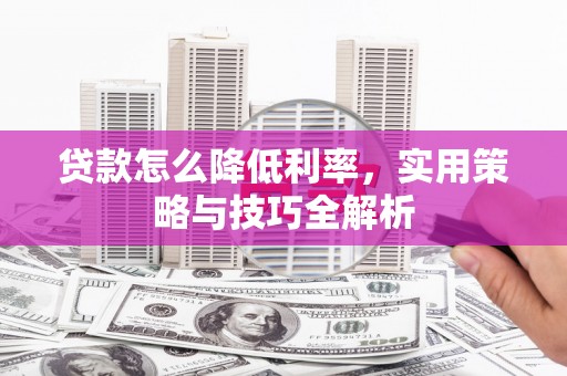 东乡族贷款怎么降低利率，实用策略与技巧全解析