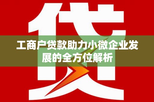 东乡族工商户贷款助力小微企业发展的全方位解析
