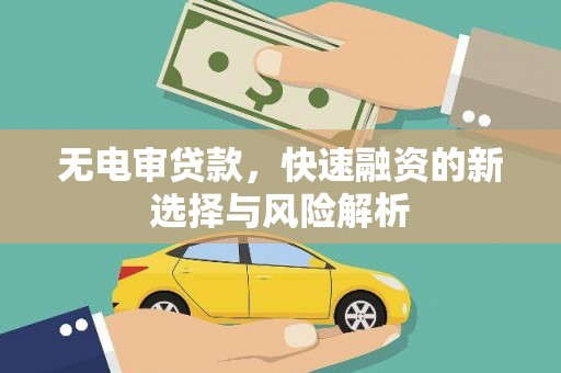 东乡族无电审贷款，快速融资的新选择与风险解析