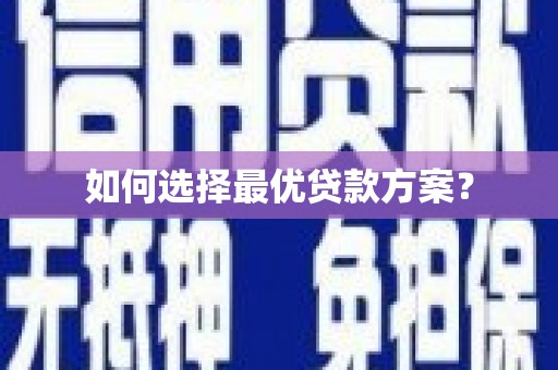 东乡族如何选择最优贷款方案？