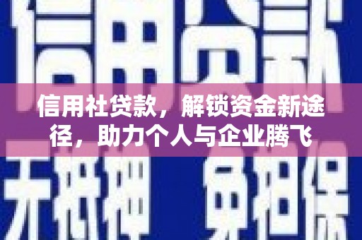 东乡族信用社贷款，解锁资金新途径，助力个人与企业腾飞