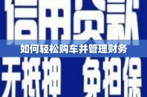 东乡族如何轻松购车并管理财务