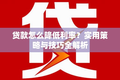东乡族贷款怎么降低利率？实用策略与技巧全解析